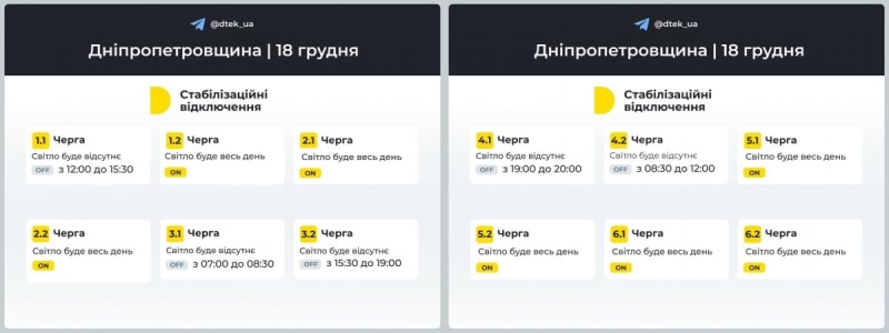 Графік відключення електроенергії на 18 грудня скасували: "Укренерго" зробило заяву