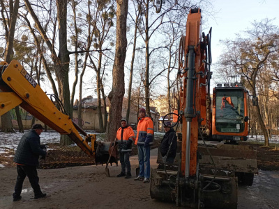 Ремонт доріжок у парку Чернівців затягнувся через сніг - фото